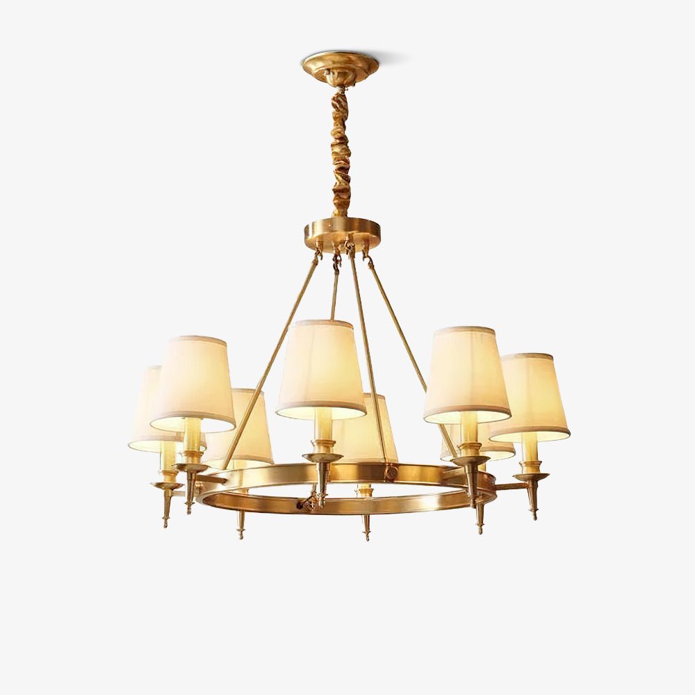 Dyvlen Chandelier Brass Linen Modern 8-Light