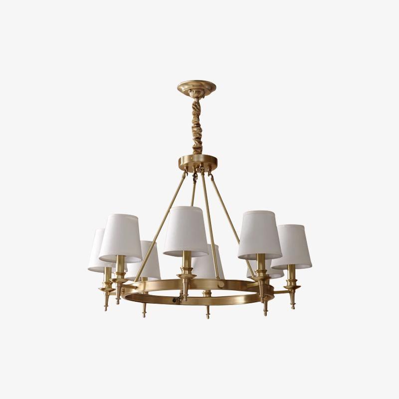 Dyvlen Chandelier Brass Linen Modern 8-Light
