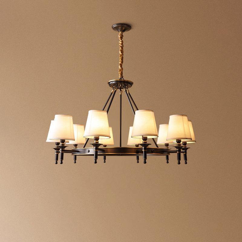 Dyvlen Chandelier Brass Linen Modern 8-Light