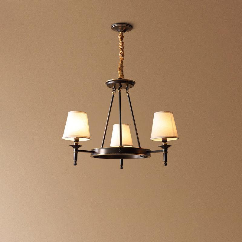 Dyvlen Chandelier Brass Linen Modern 8-Light