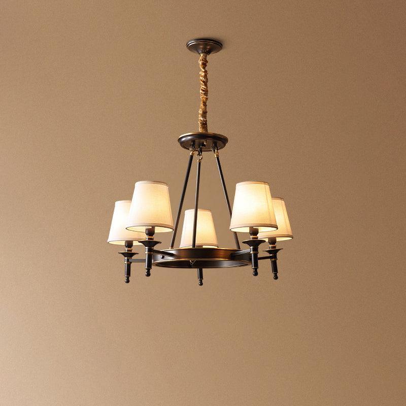 Dyvlen Chandelier Brass Linen Modern 8-Light