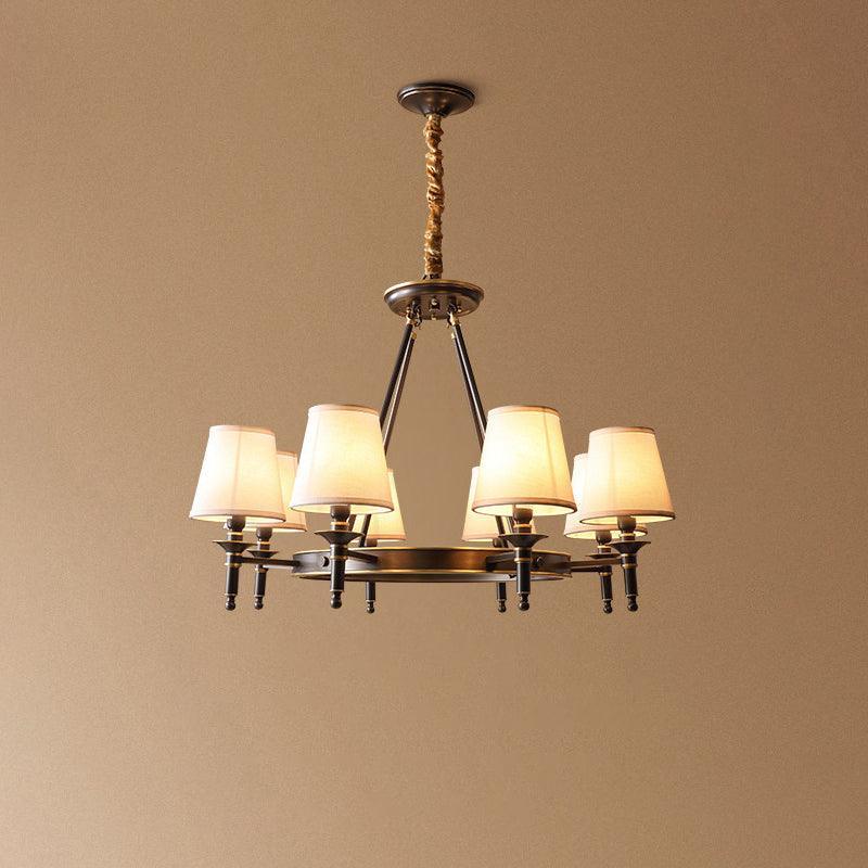 Dyvlen Chandelier Brass Linen Modern 8-Light