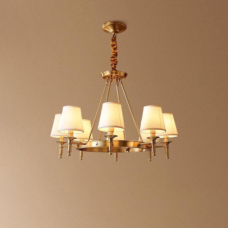 Dyvlen Chandelier Brass Linen Modern 8-Light