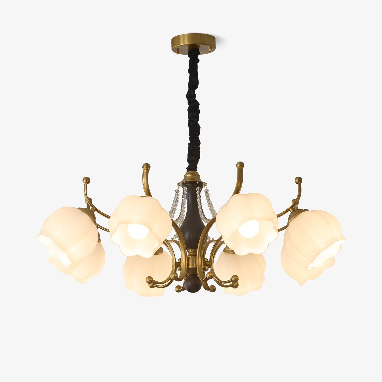 Elvorine Chandelier Wood Glass Vintage
