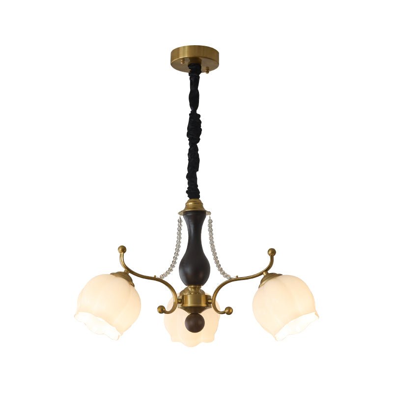 Elvorine Chandelier Wood Glass Vintage