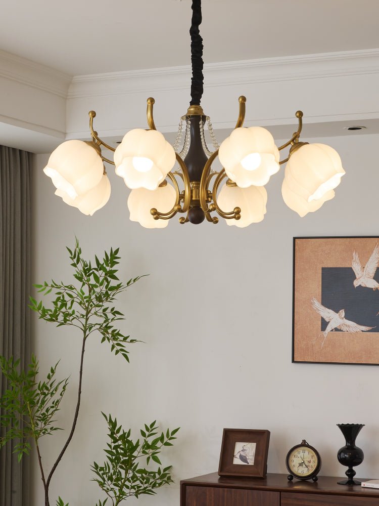 Elvorine Chandelier Wood Glass Vintage