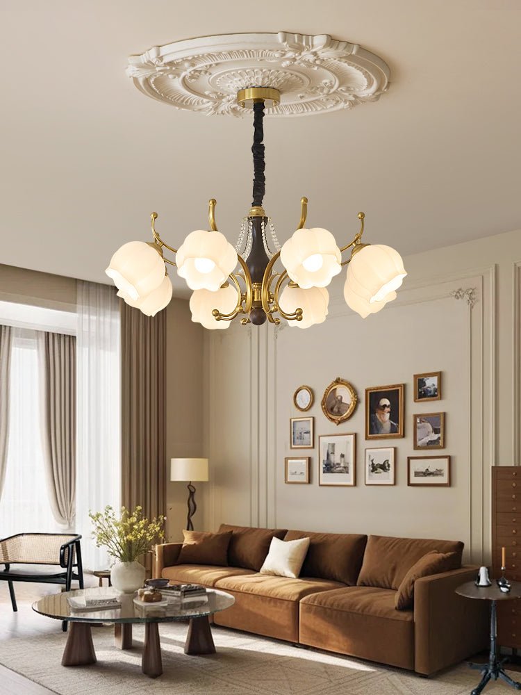 Elvorine Chandelier Wood Glass Vintage