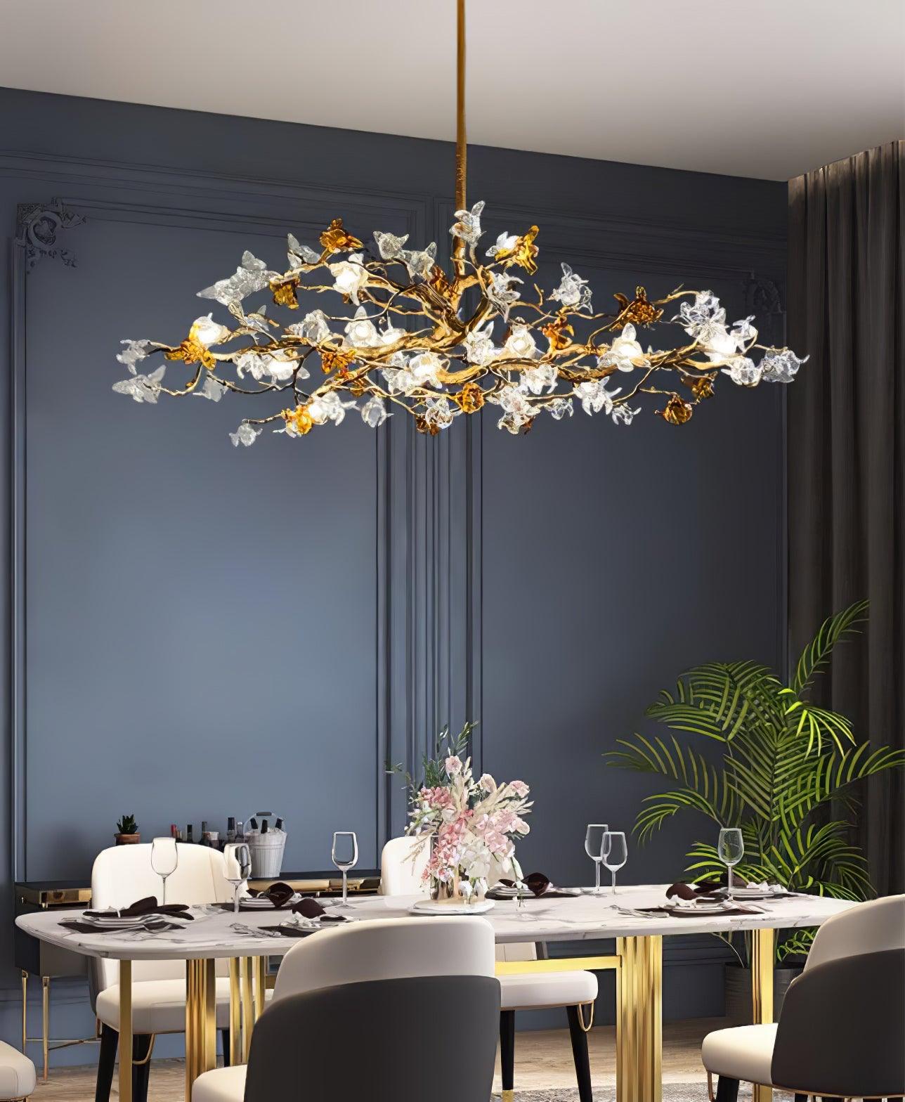 Ulfuvye Postmodern Luxury Branch Brass Crystal Chandelier