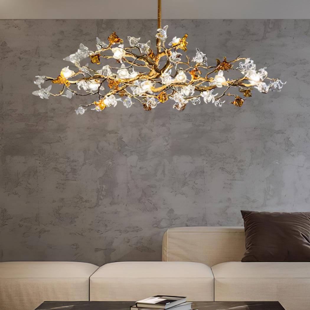 Ulfuvye Postmodern Luxury Branch Brass Crystal Chandelier