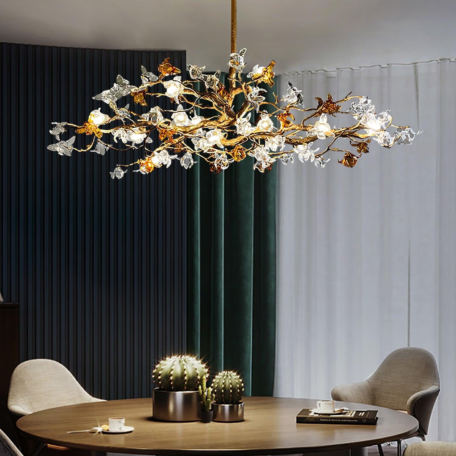 Ulfuvye Postmodern Luxury Branch Brass Crystal Chandelier