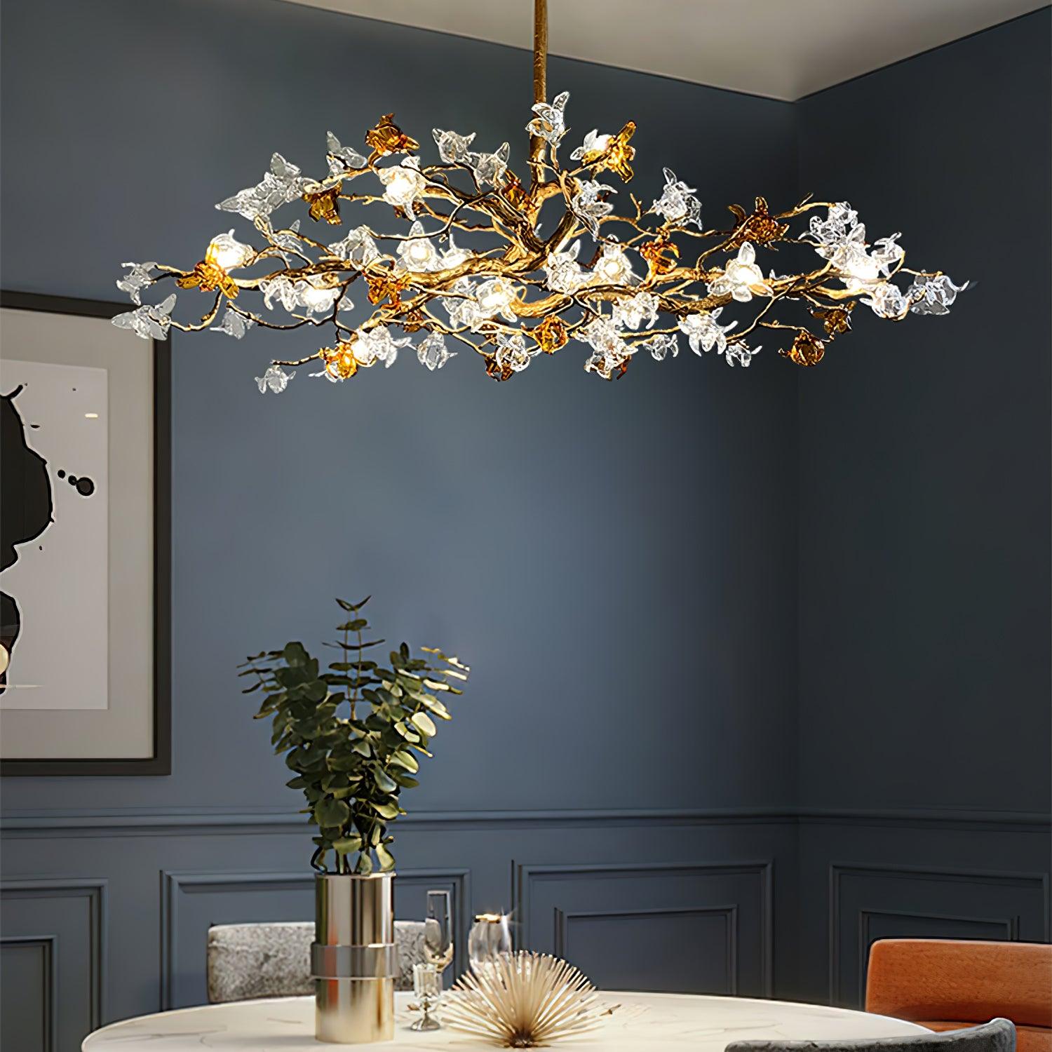 Ulfuvye Postmodern Luxury Branch Brass Crystal Chandelier