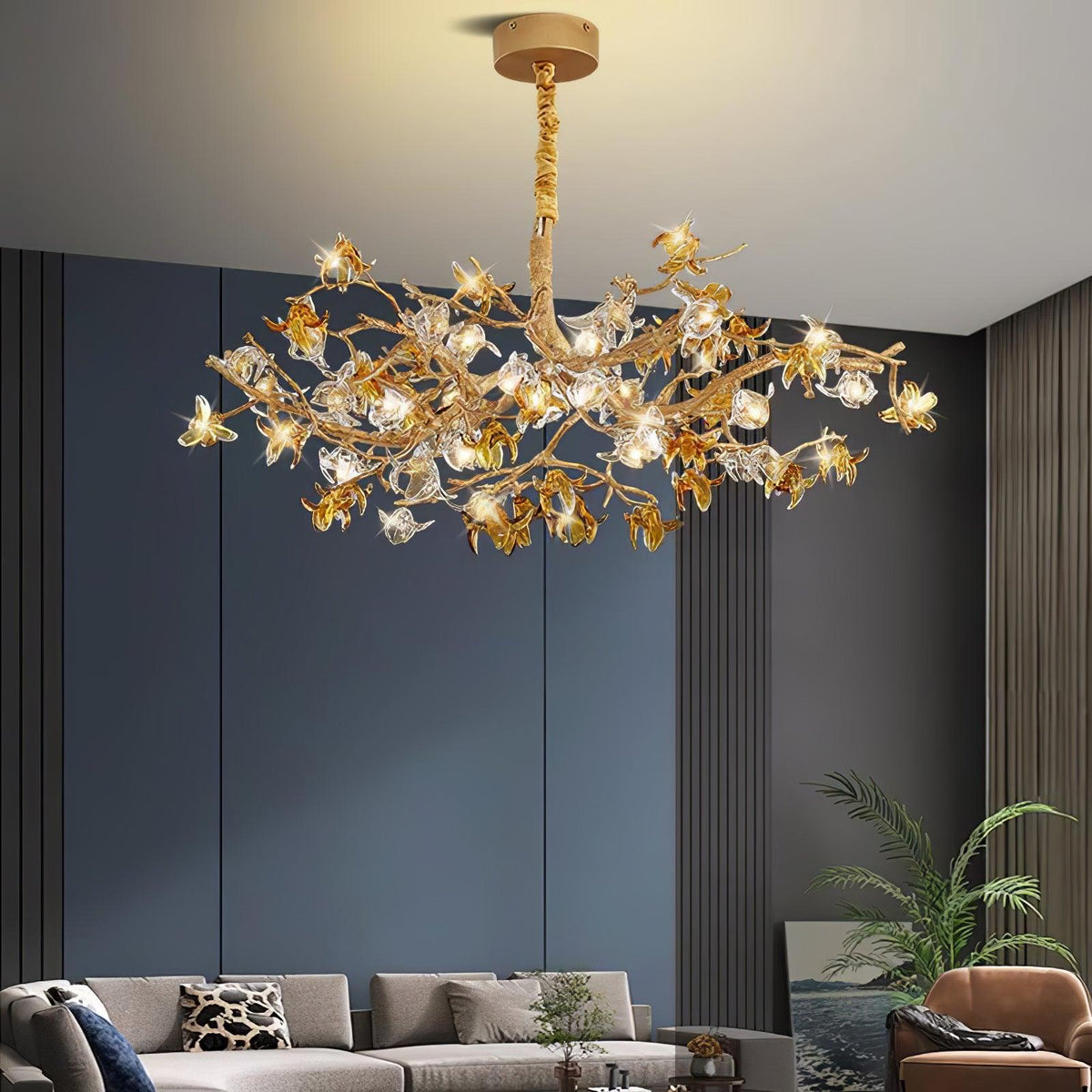 Ulfuvye Postmodern Luxury Branch Brass Crystal Chandelier