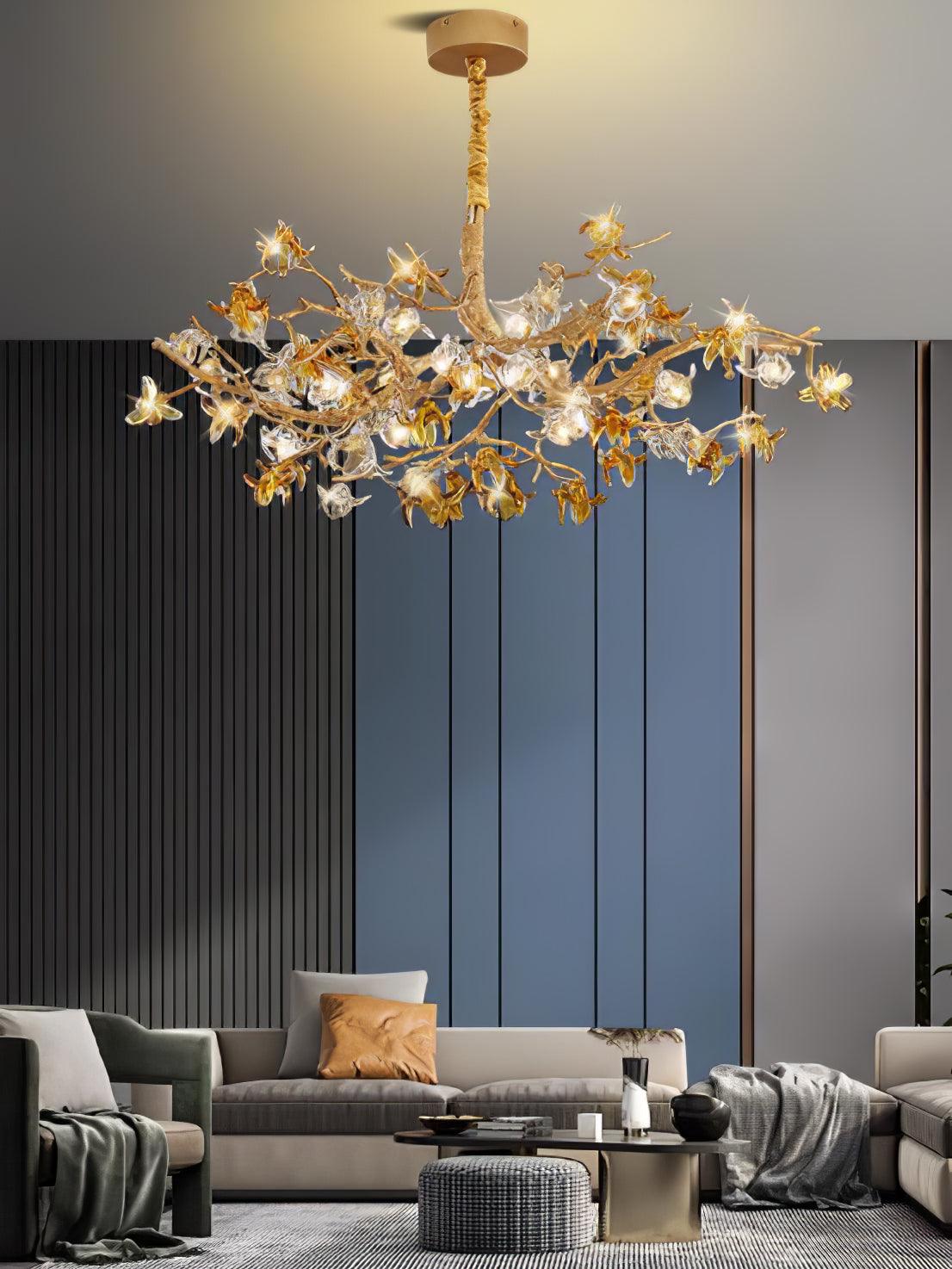 Ulfuvye Postmodern Luxury Branch Brass Crystal Chandelier