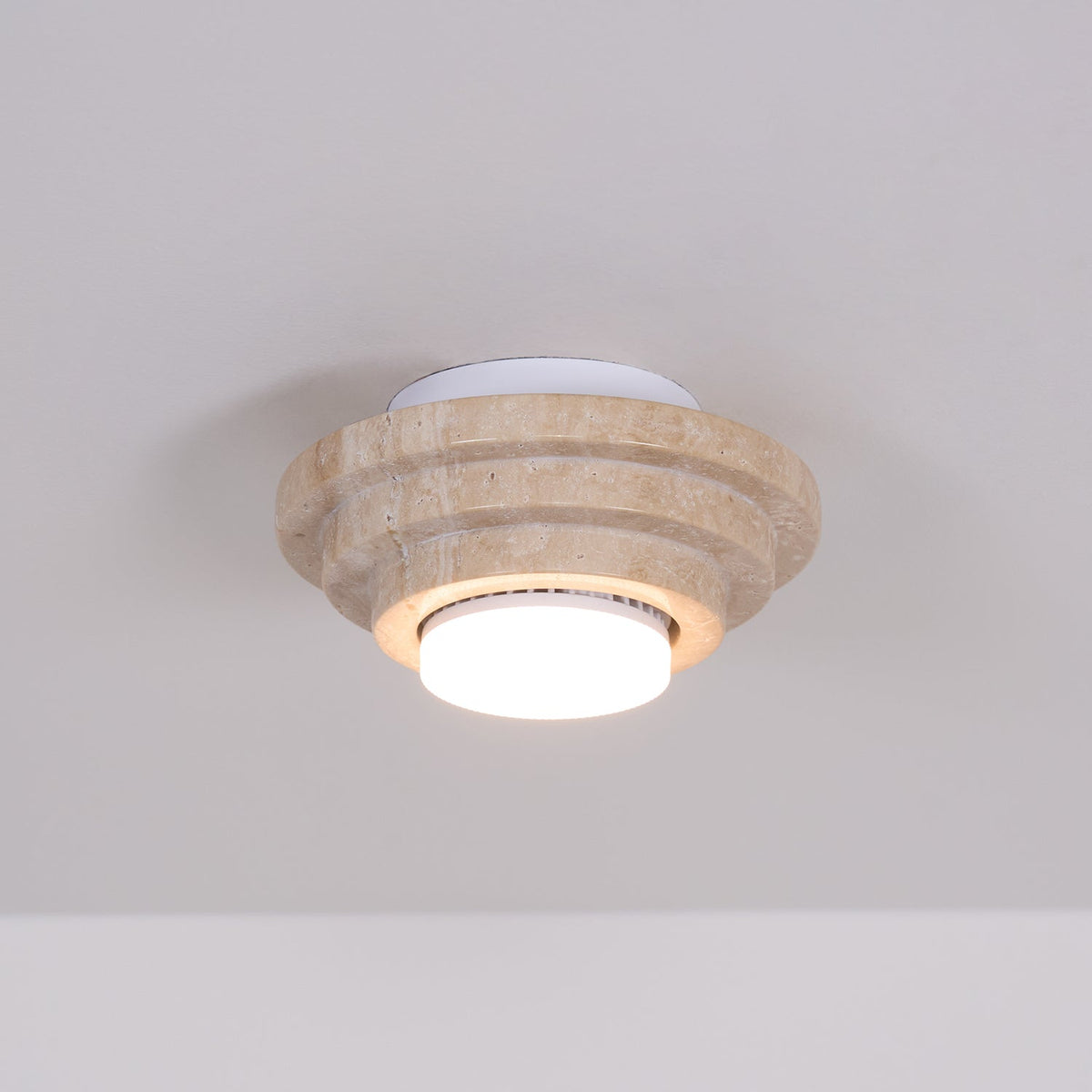 Zadoraris Tiered-Disc Travertine Ceiling Light