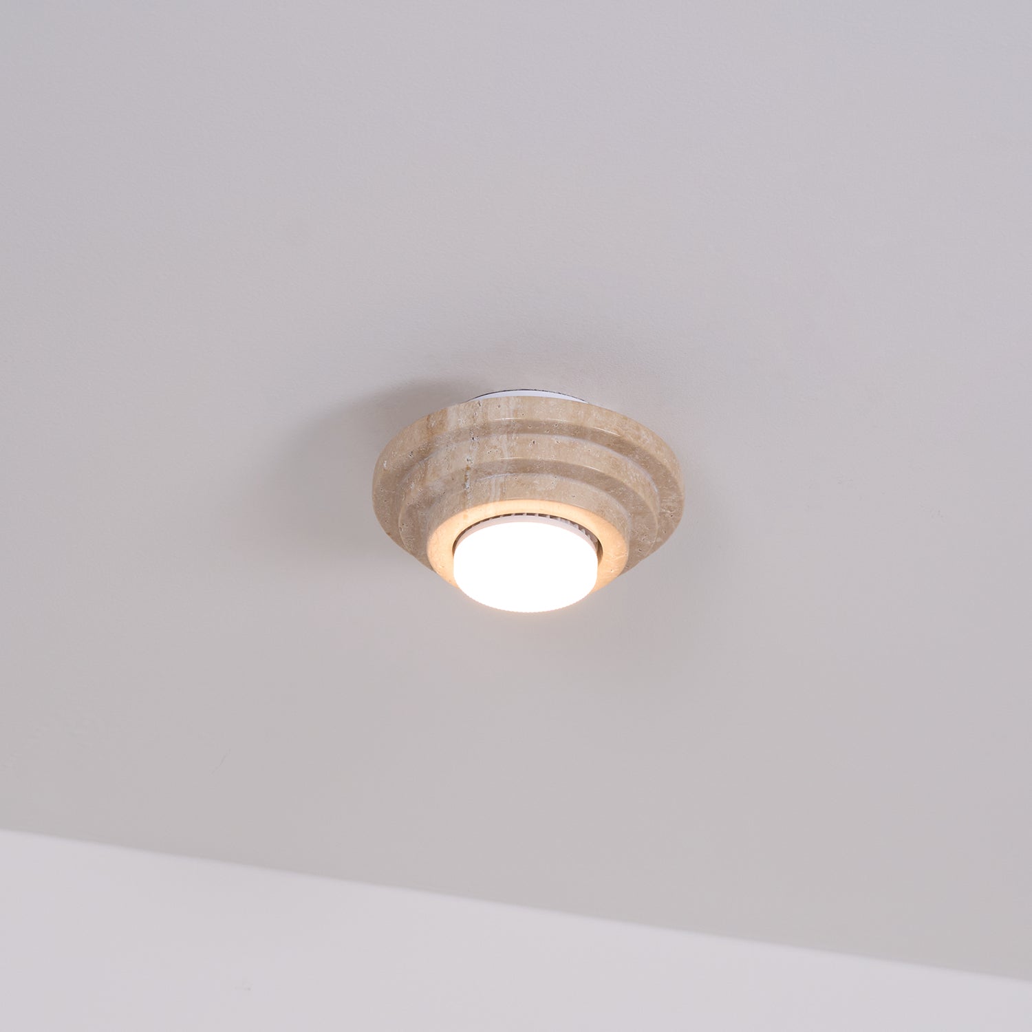 Zadoraris Tiered-Disc Travertine Ceiling Light