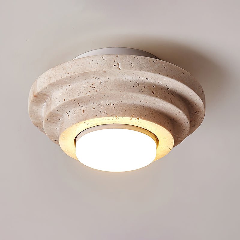 Zadoraris Tiered-Disc Travertine Ceiling Light
