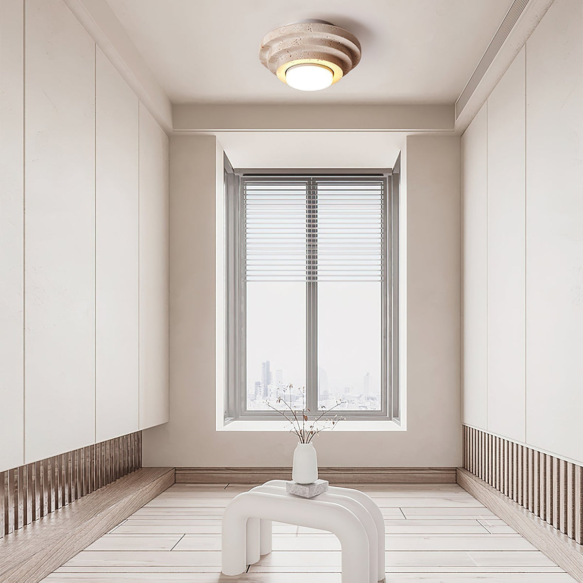 Zadoraris Tiered-Disc Travertine Ceiling Light