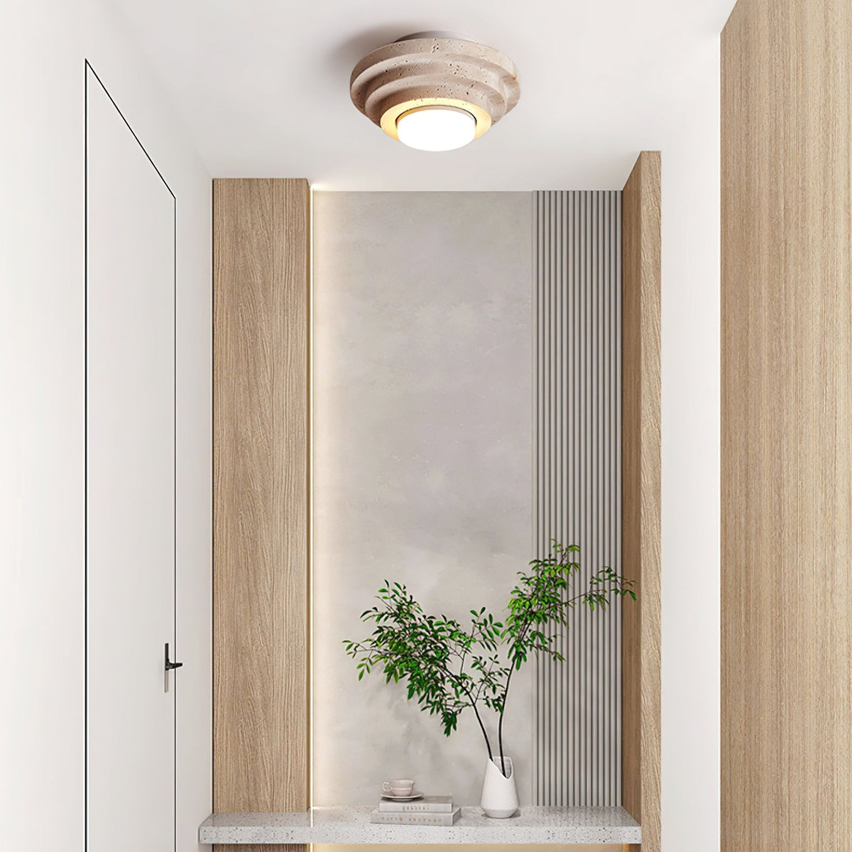 Zadoraris Tiered-Disc Travertine Ceiling Light