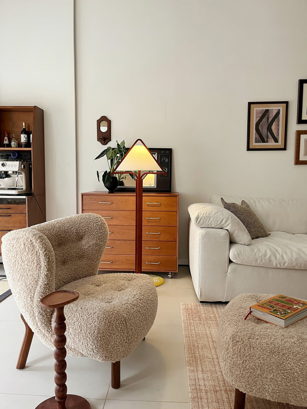 Ersolan Triangular Wood & Fabric Floor Lamp