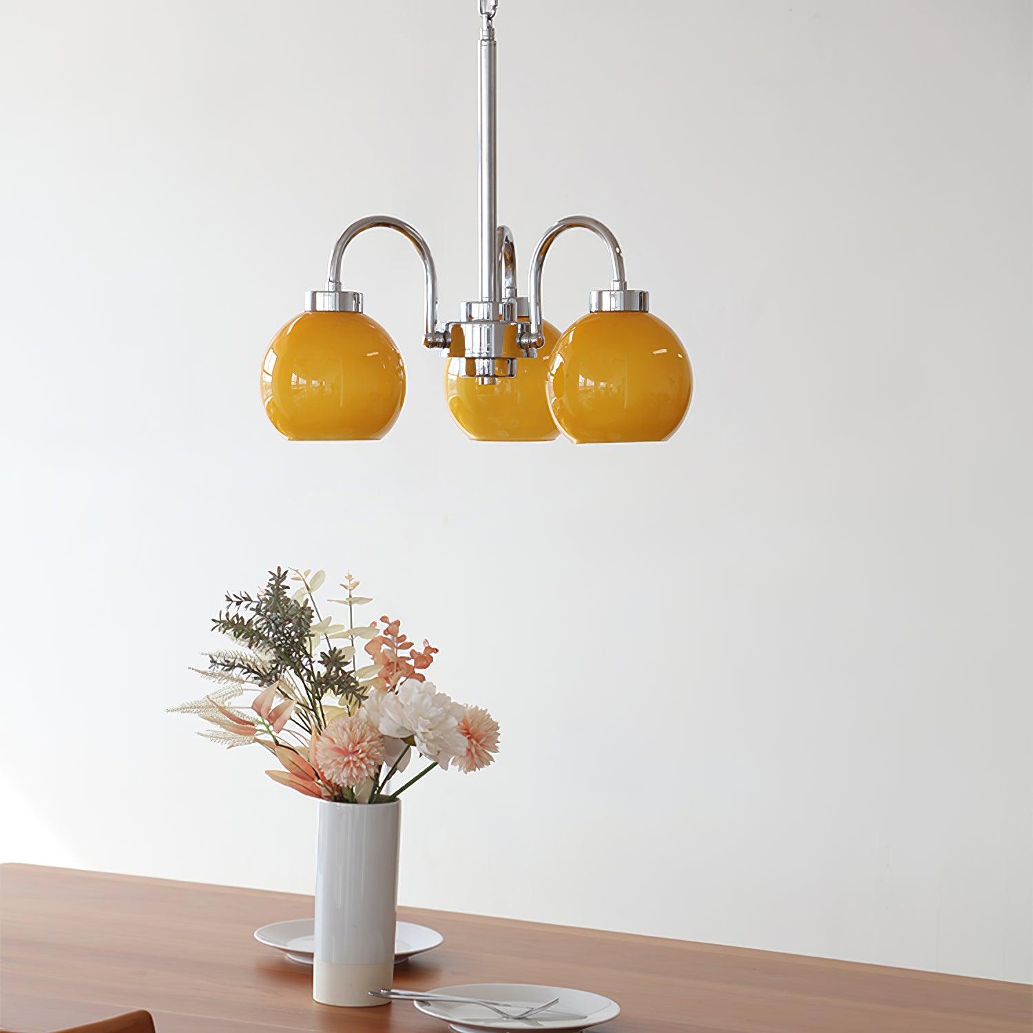 Liororian Chandelier Yellow Glass Globes