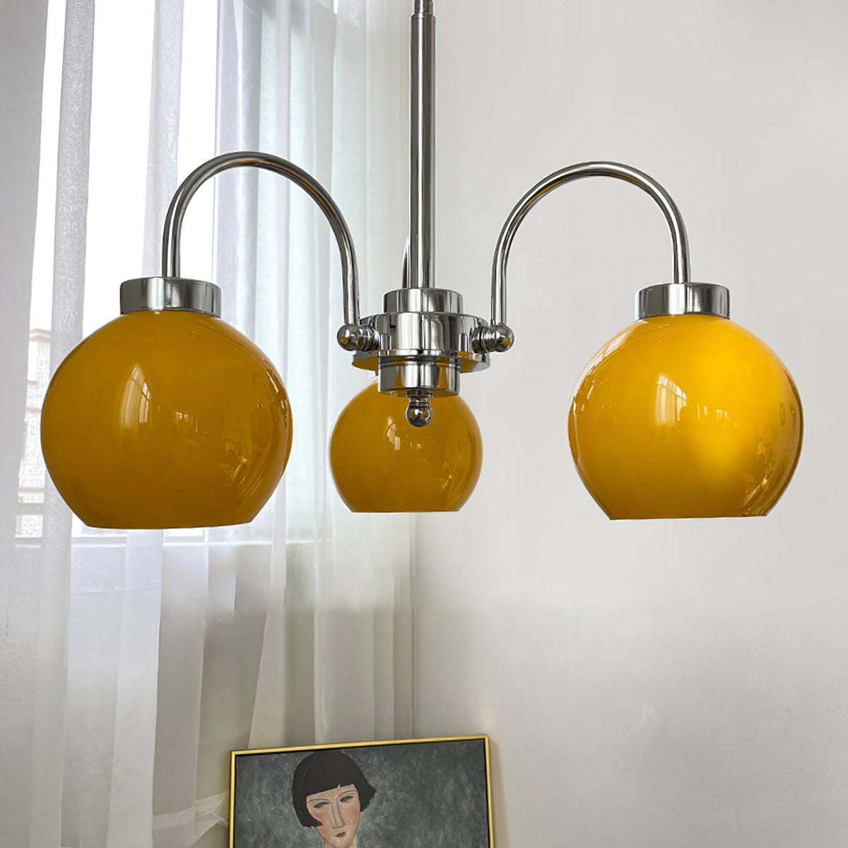 Liororian Chandelier Yellow Glass Globes