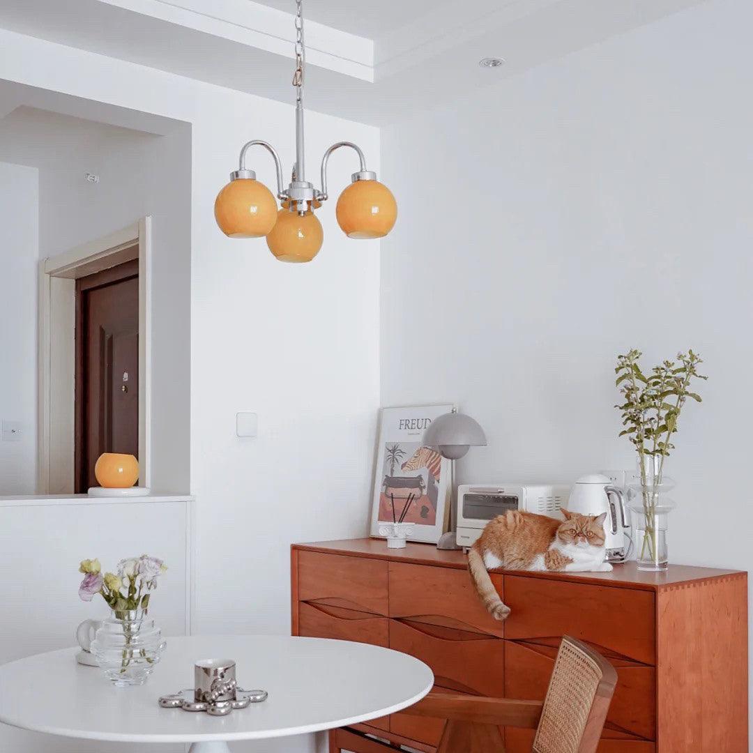 Liororian Chandelier Yellow Glass Globes