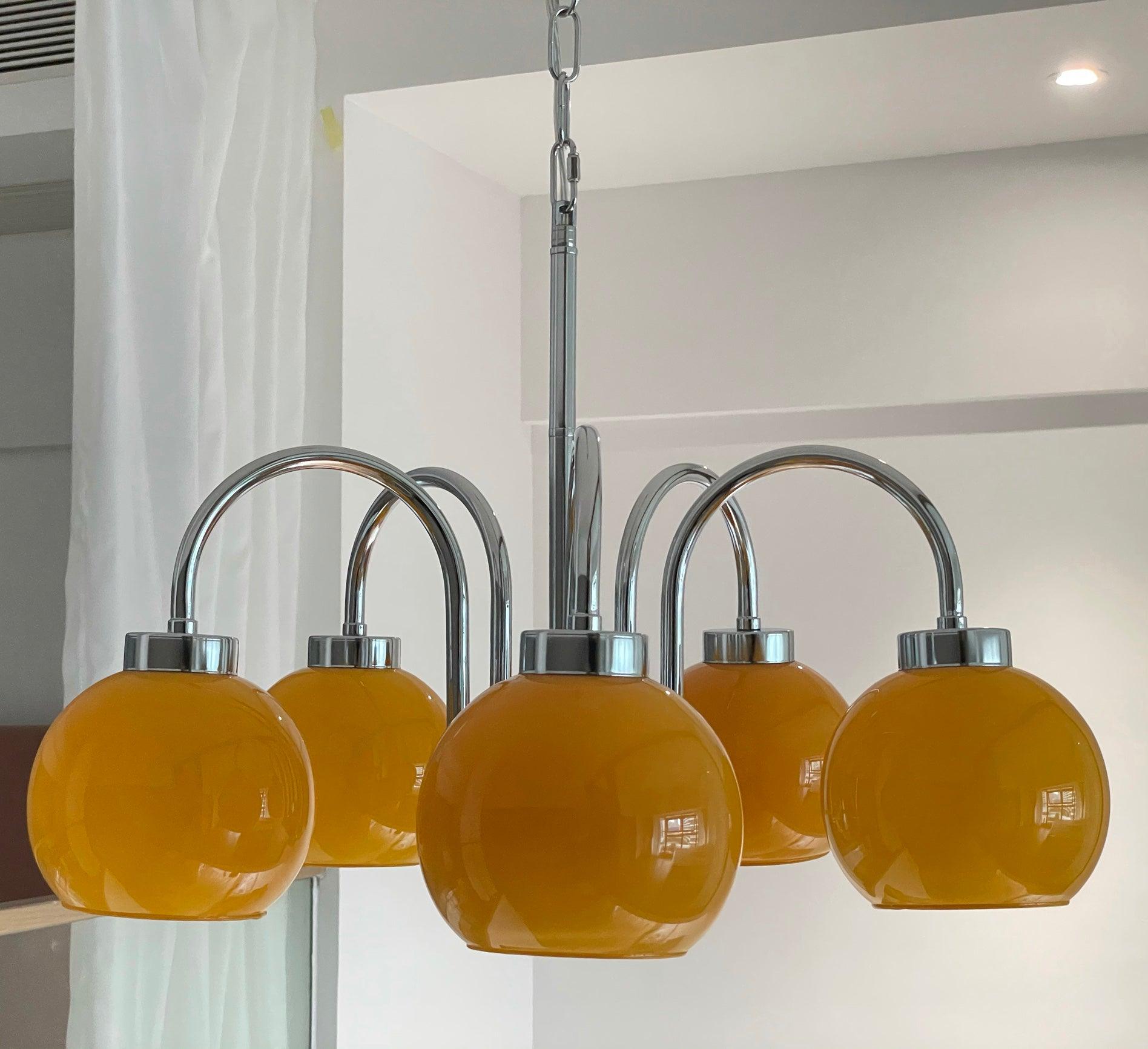 Liororian Chandelier Yellow Glass Globes