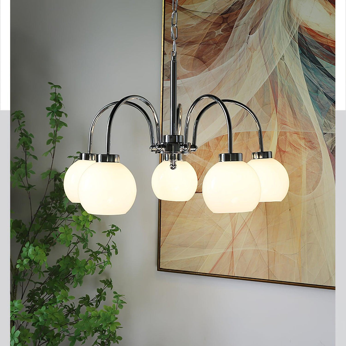 Liororian Chandelier Yellow Glass Globes