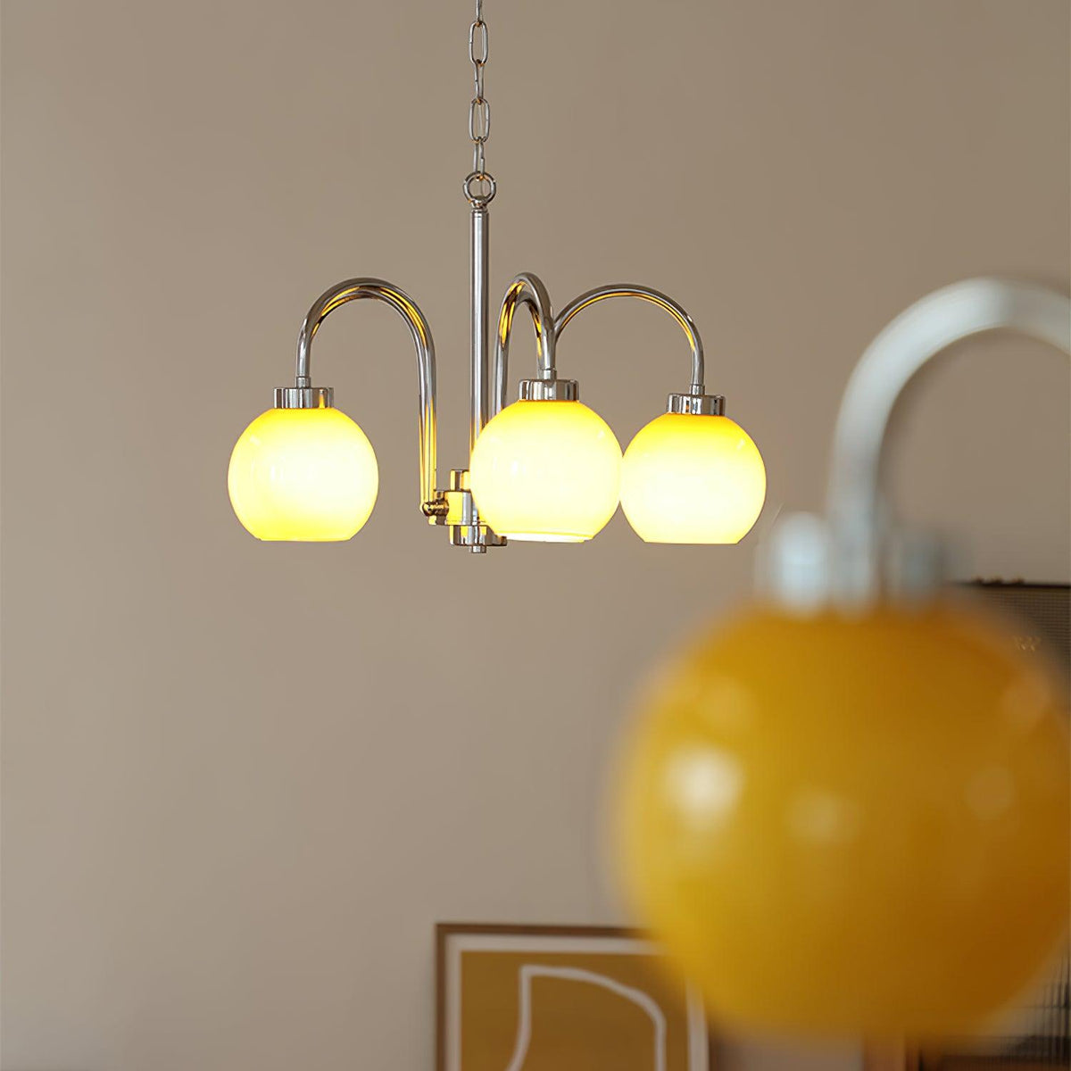 Liororian Chandelier Yellow Glass Globes