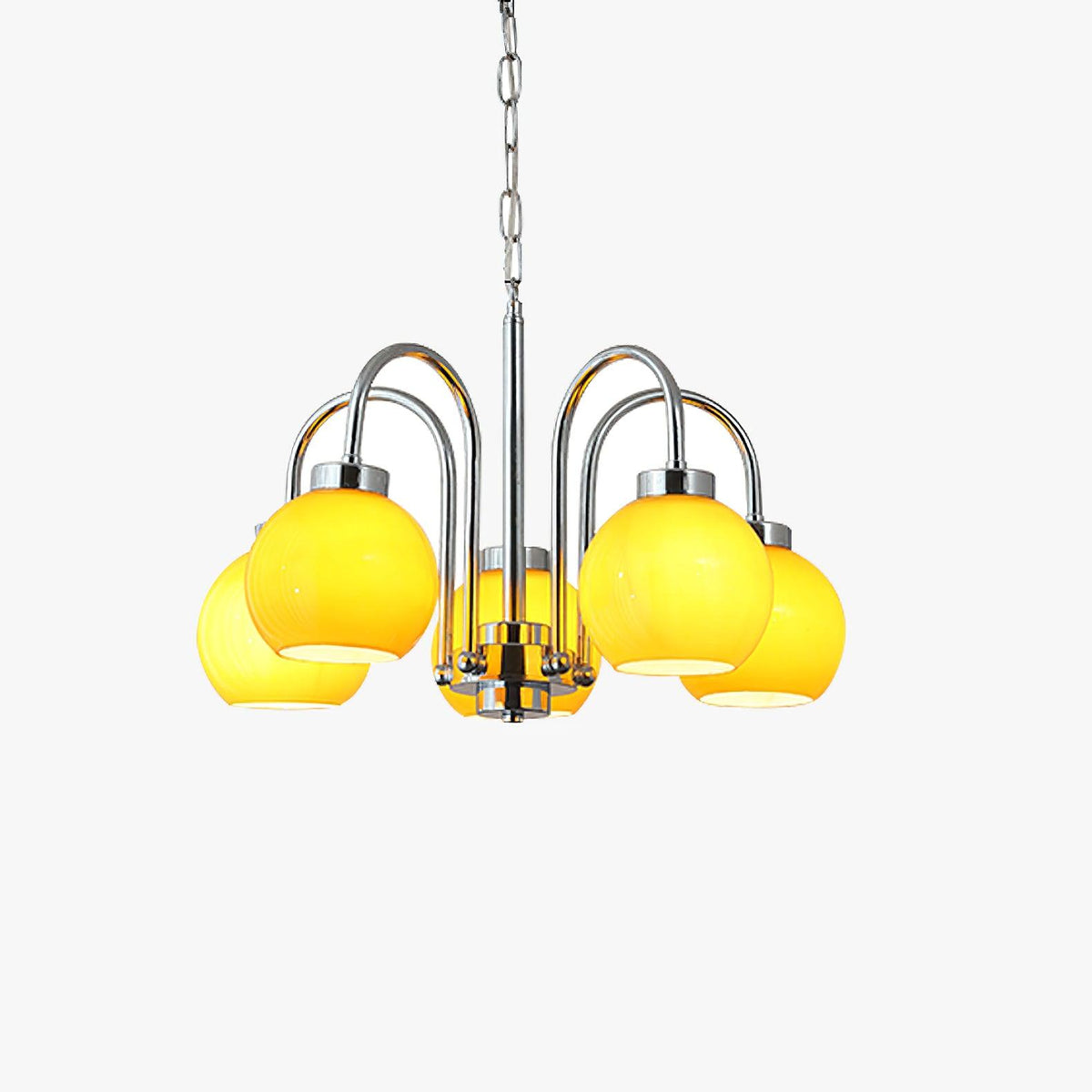 Liororian Chandelier Yellow Glass Globes