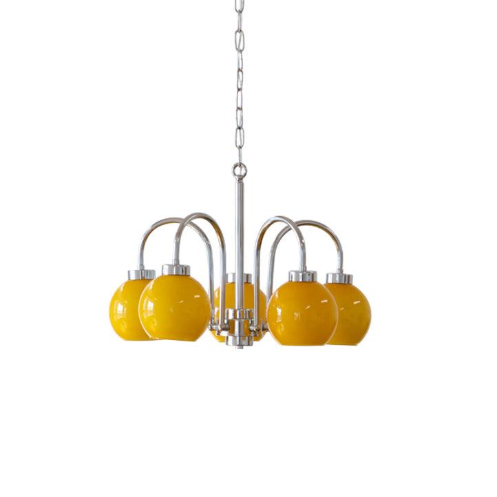 Liororian Chandelier Yellow Glass Globes