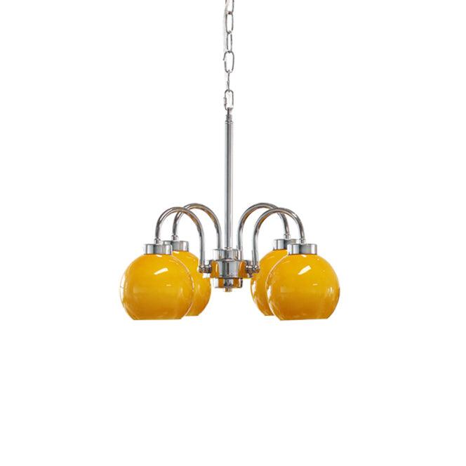 Liororian Chandelier Yellow Glass Globes