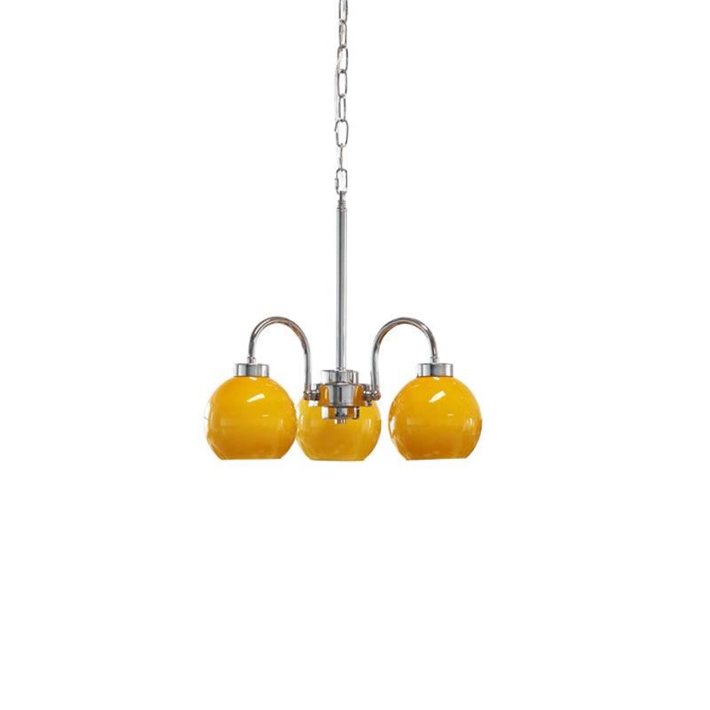 Liororian Chandelier Yellow Glass Globes