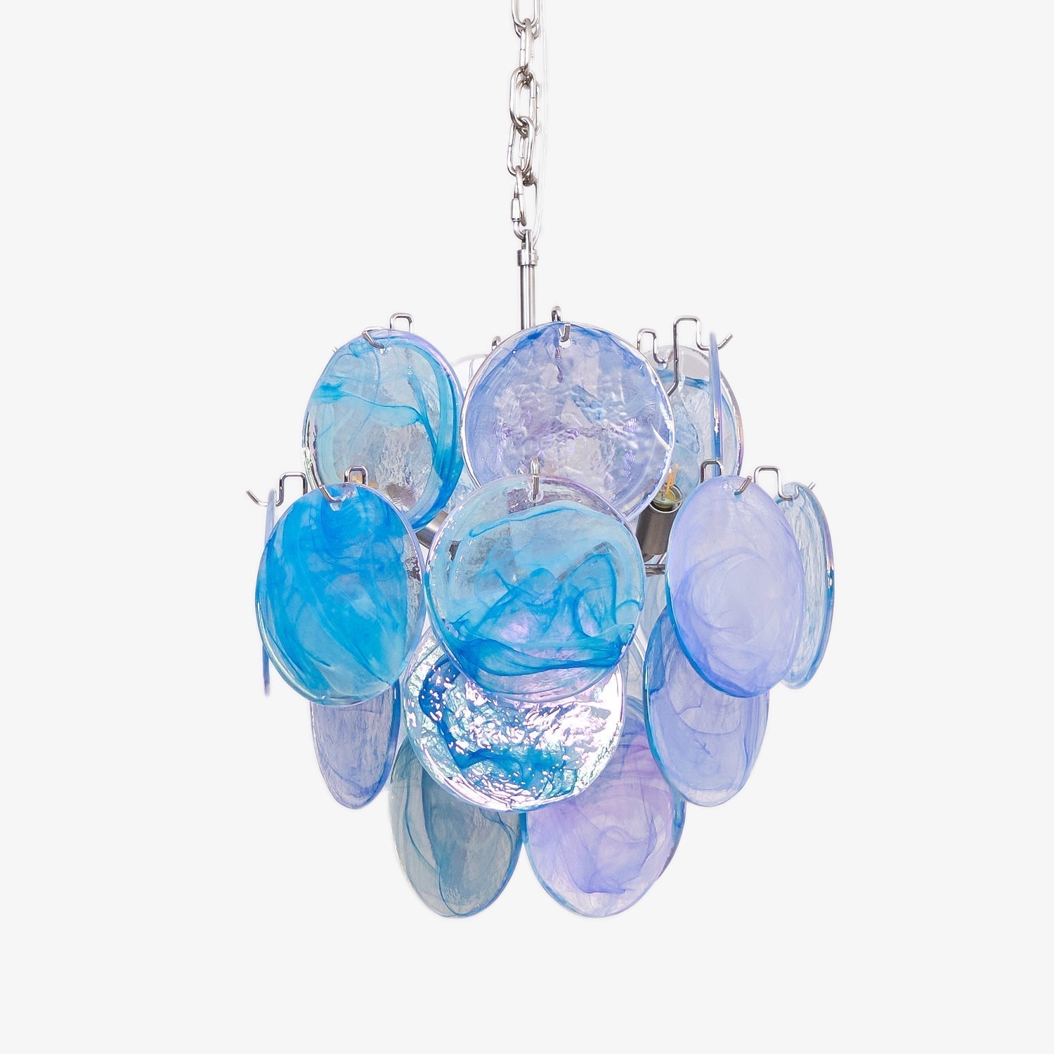 Eclion Chandelier Aqua Blue Murano Glass Disc Coastal
