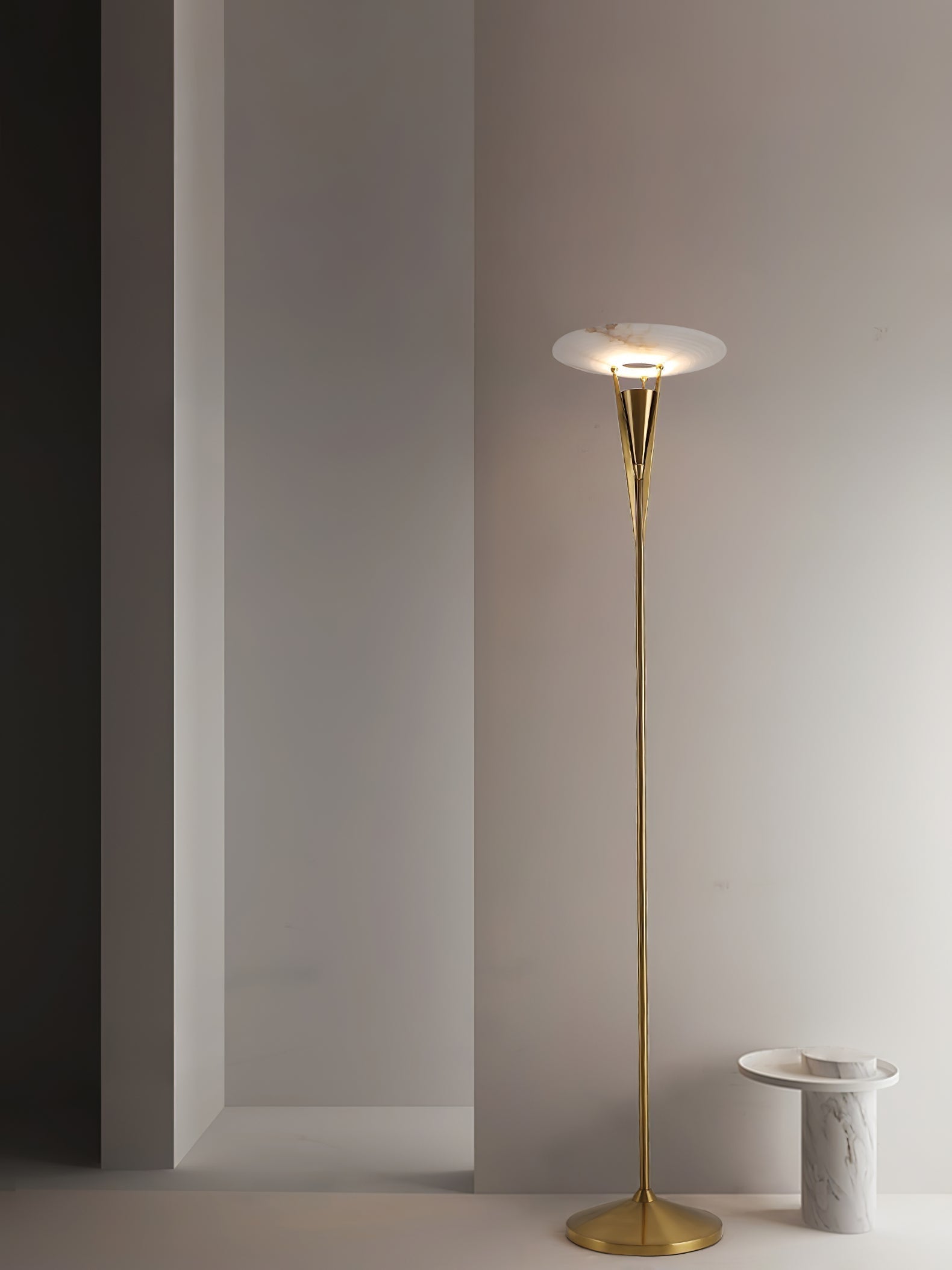 Veloros Cone Alabaster Floor Lamp