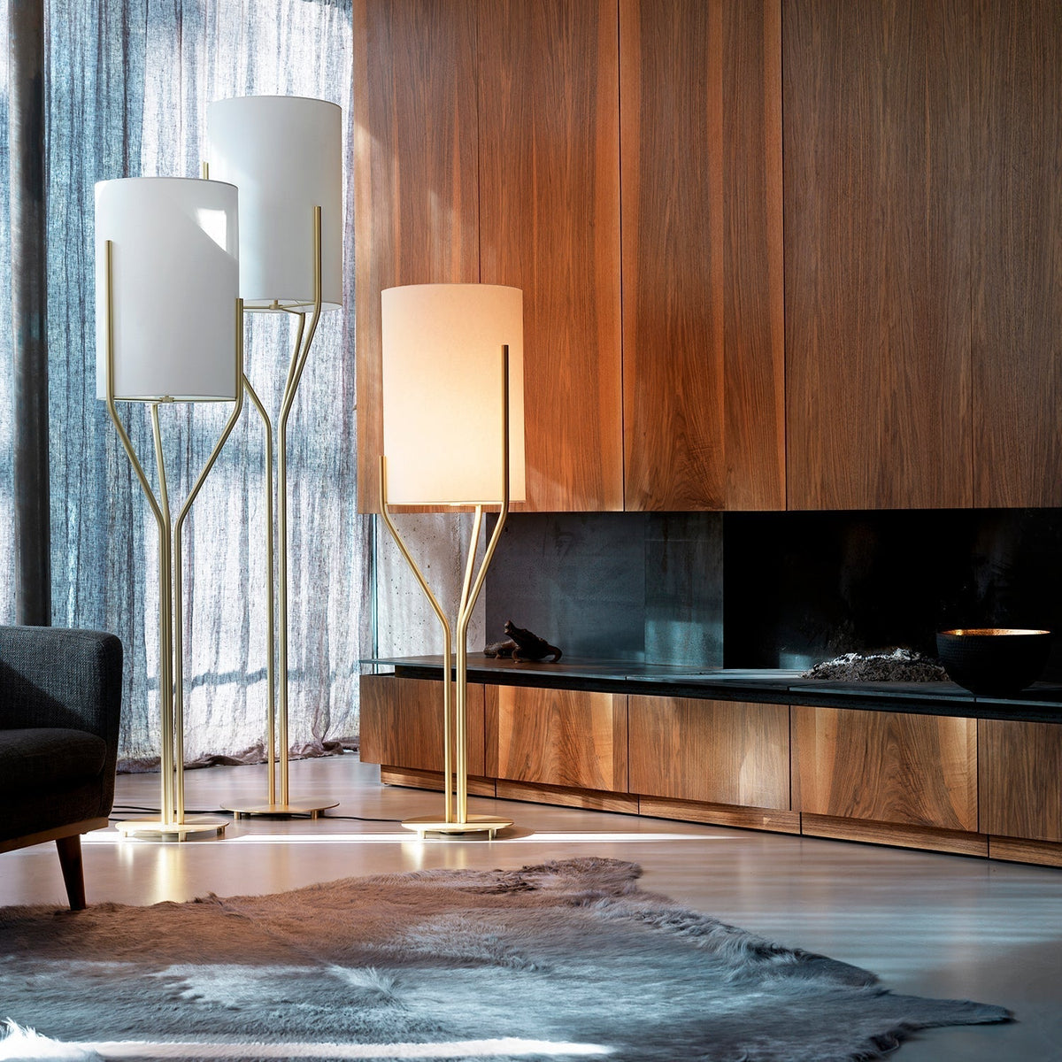 Aureina Glam Brass Floor Lamp