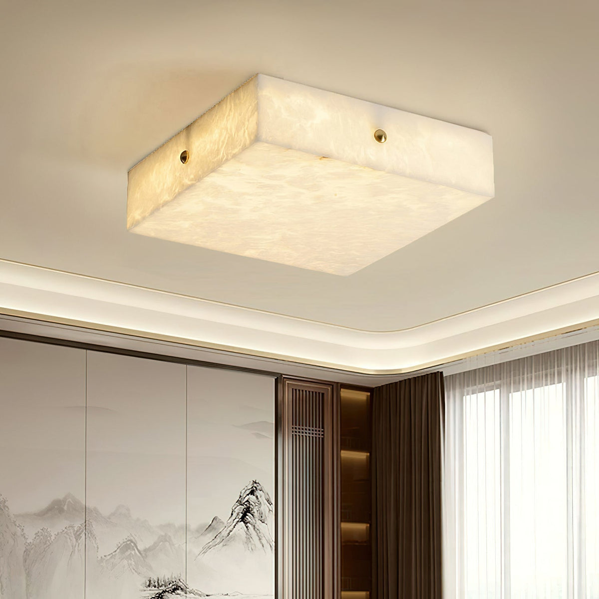 Rauduvys Modern Minimalist Alabaster  Ceiling Light