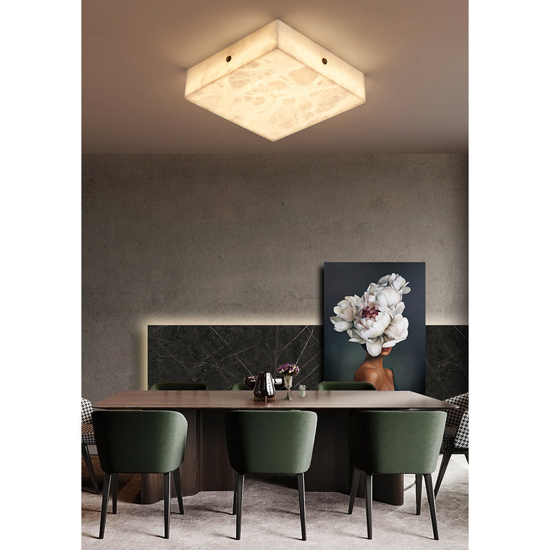 Rauduvys Modern Minimalist Alabaster  Ceiling Light