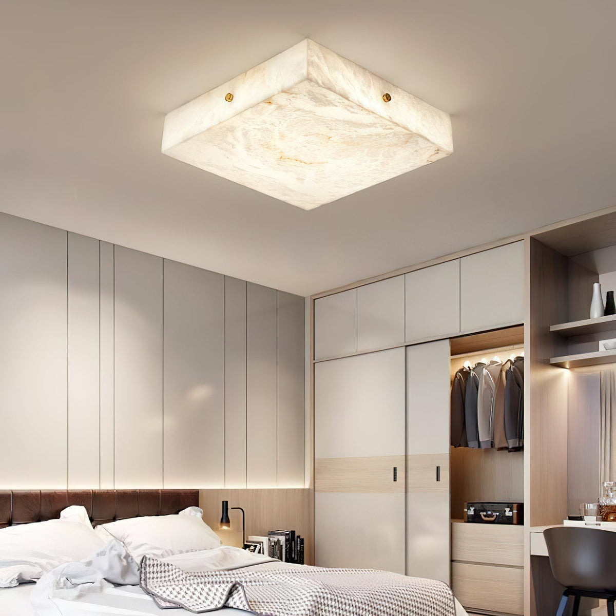 Rauduvys Modern Minimalist Alabaster  Ceiling Light