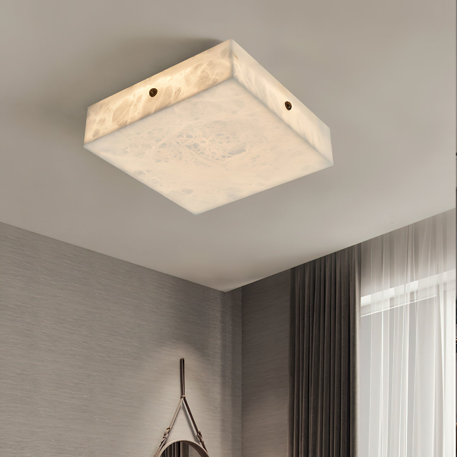 Rauduvys Modern Minimalist Alabaster  Ceiling Light