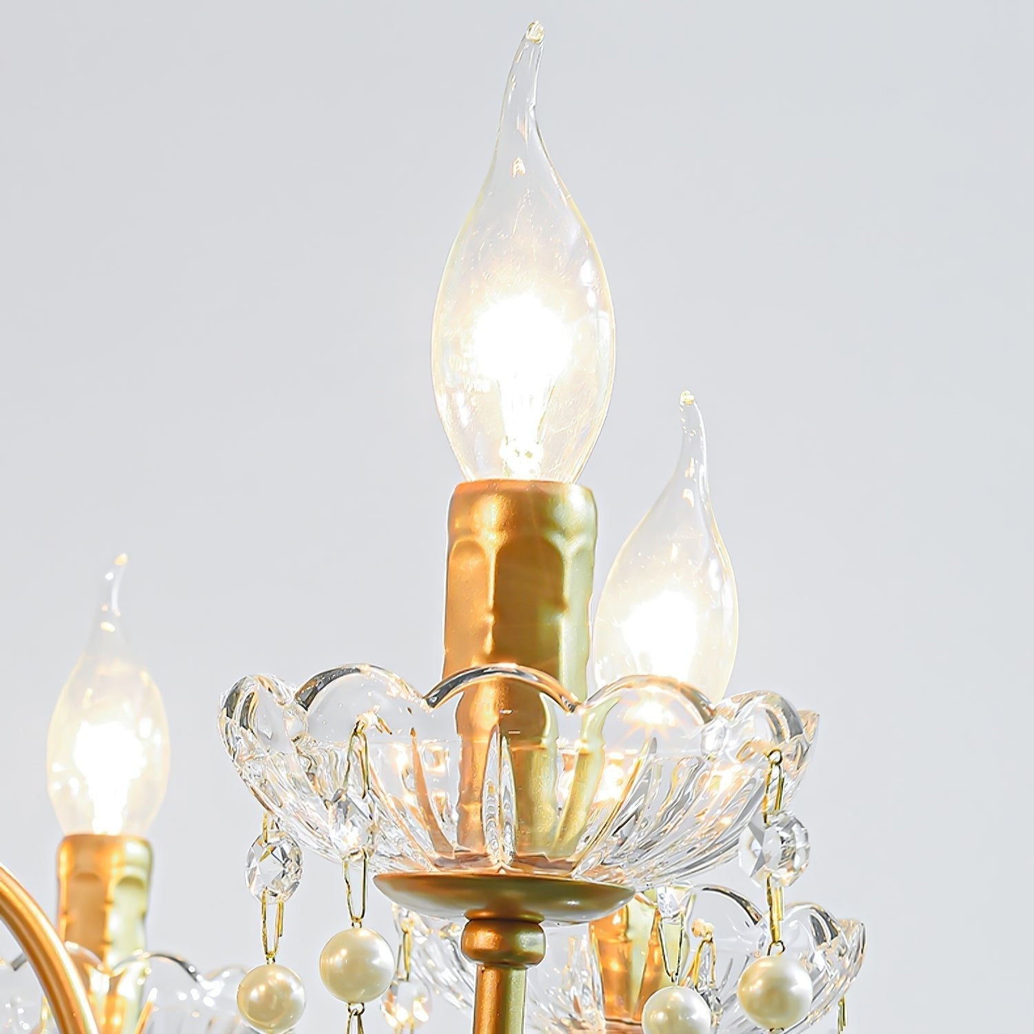 Eurvaros Vintage Crystal Brass Chandelier - Neutral Decor