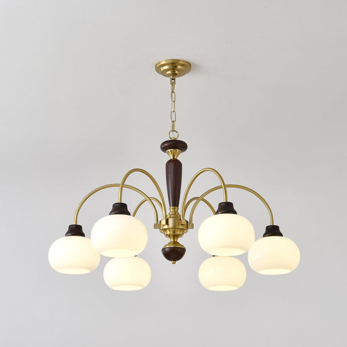 Noraneon Chandelier Arched Globe White Shade