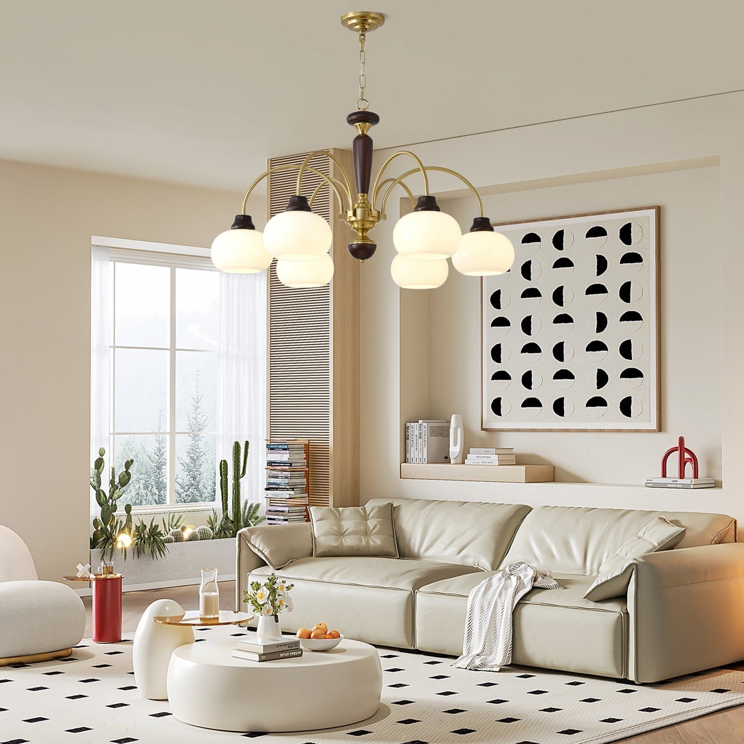 Noraneon Chandelier Arched Globe White Shade