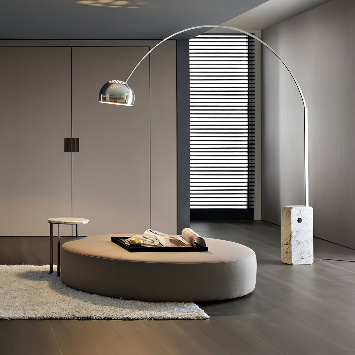 Alevra Steel Marble Floor Lamp