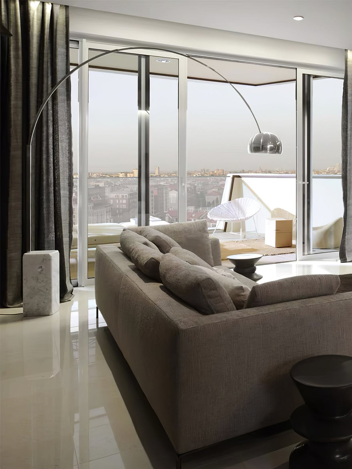 Alevra Steel Marble Floor Lamp