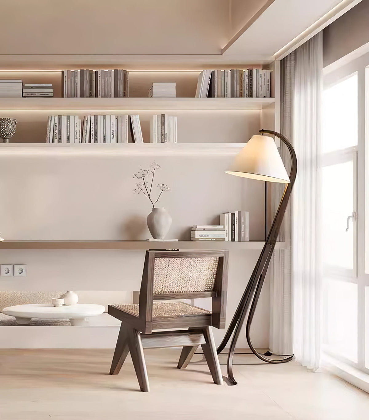 Udorila Curved Wood Floor Lamp