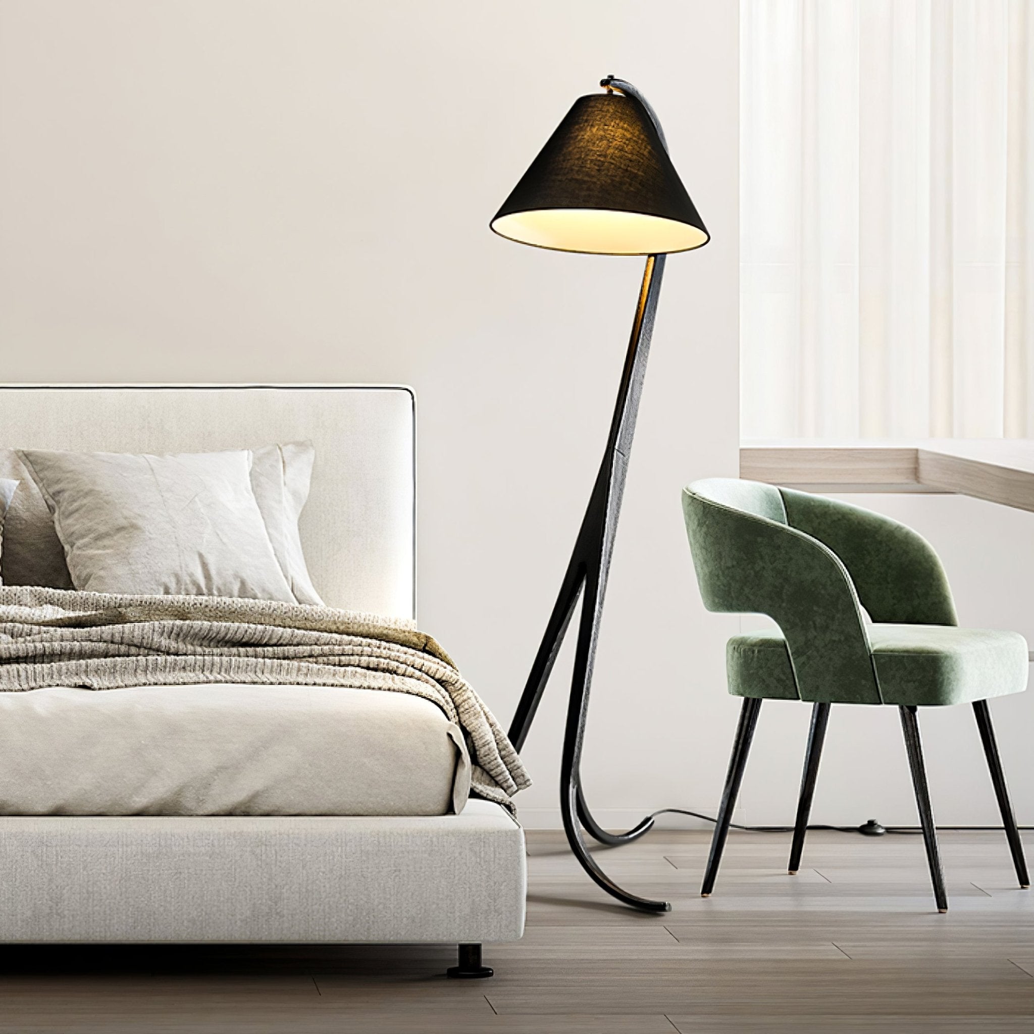 Udorila Curved Wood Floor Lamp