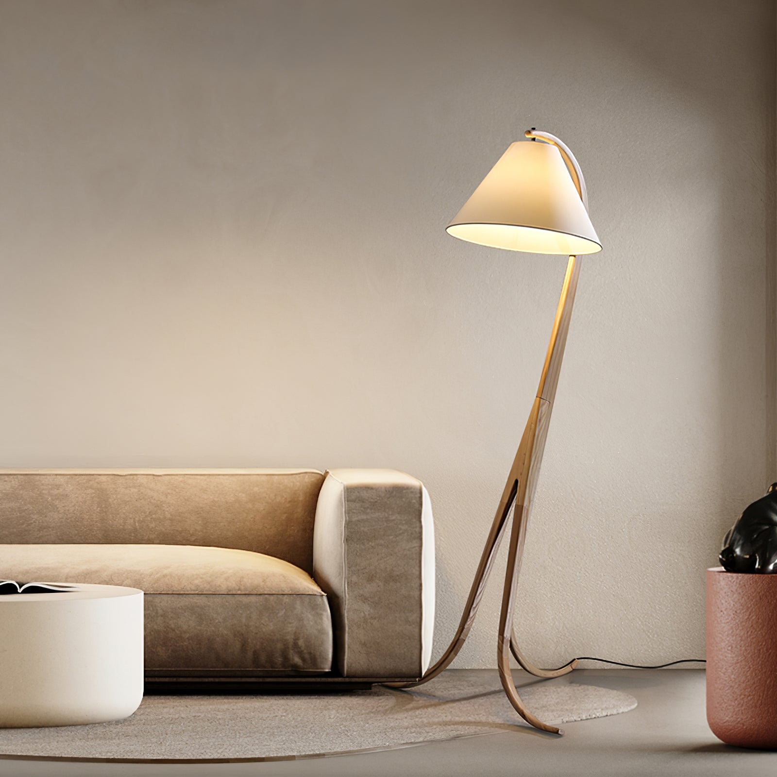 Udorila Curved Wood Floor Lamp