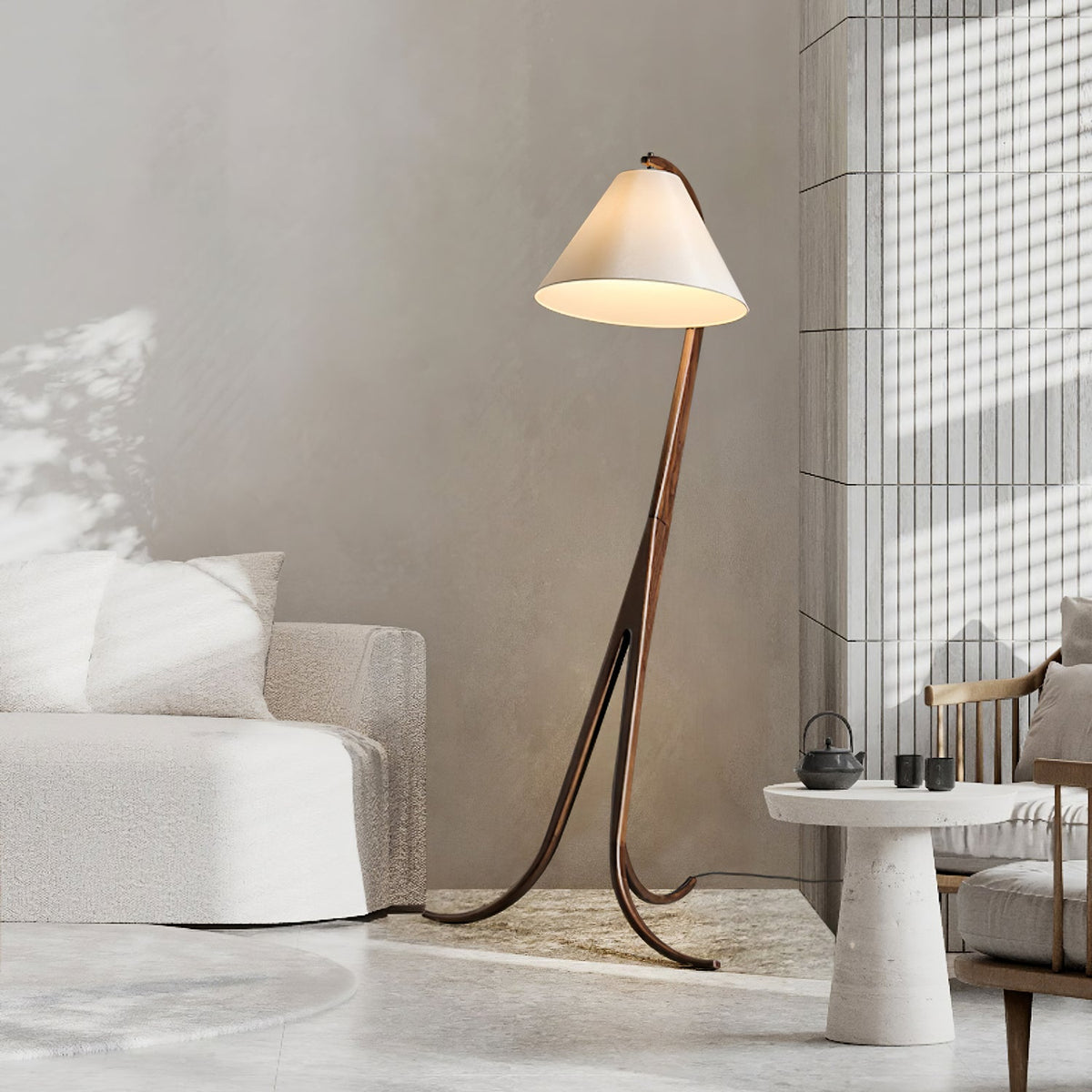 Udorila Curved Wood Floor Lamp