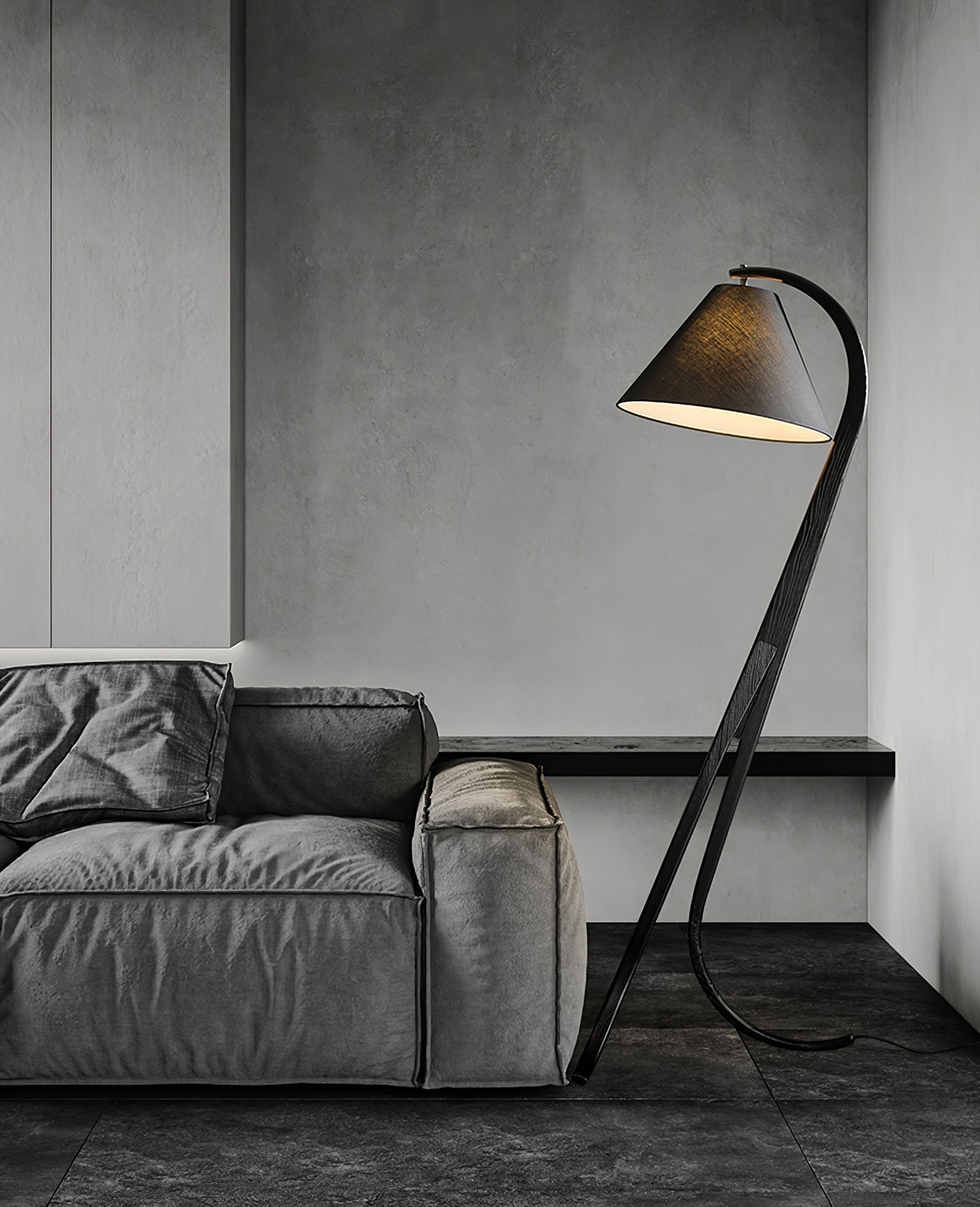 Udorila Curved Wood Floor Lamp